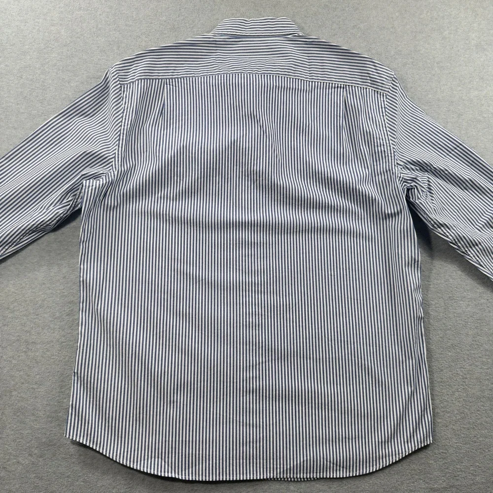 J. Crew Button Down Shirt Mens XL Blue Striped Mercantile Flex Slim
